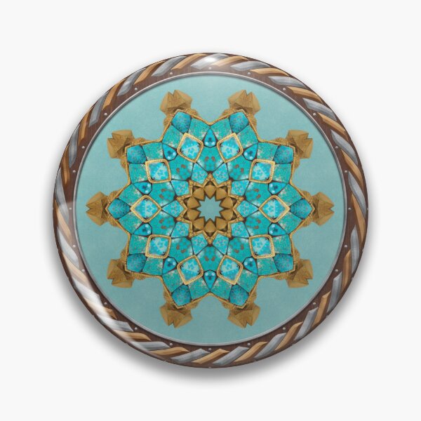 Item preview, Kaleidoscope Turquiose and Gold in Celtic Circle Frame 14 designed and sold by Swabcraft.