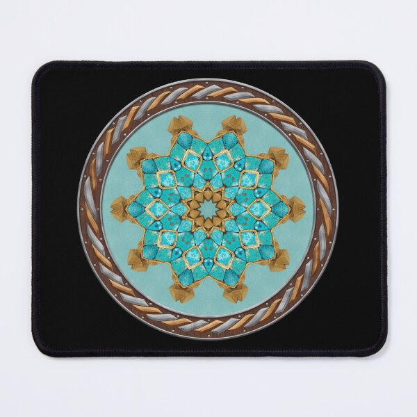 Item preview, Kaleidoscope Turquiose and Gold in Celtic Circle Frame 14 designed and sold by Swabcraft.