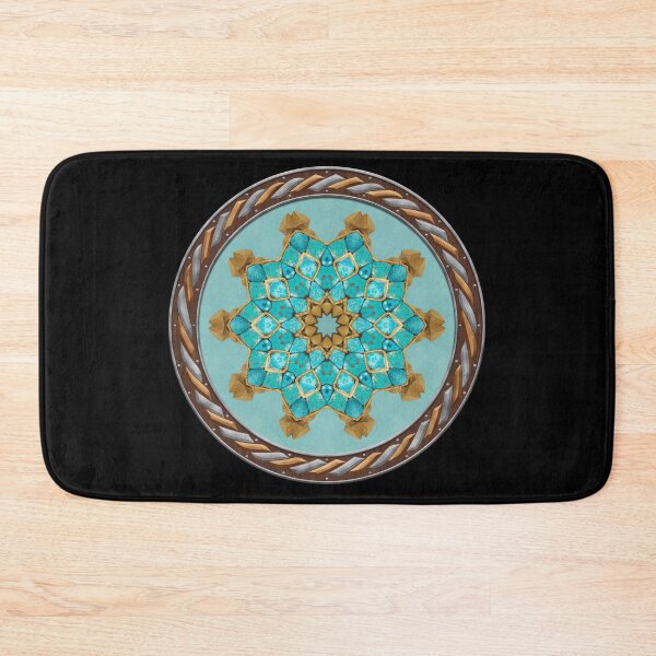 Item preview, Kaleidoscope Turquiose and Gold in Celtic Circle Frame 14 designed and sold by Swabcraft.