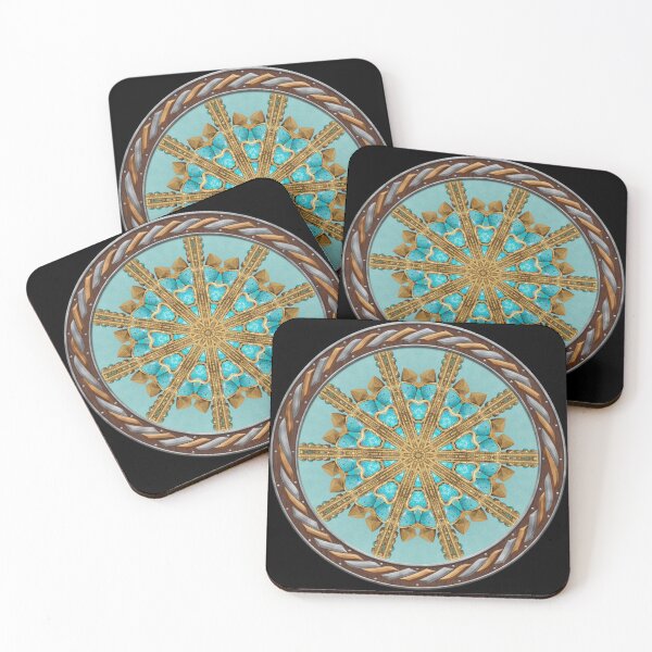 Item preview, Kaleidoscope Turquiose and Gold in Celtic Circle Frame 15 designed and sold by Swabcraft.
