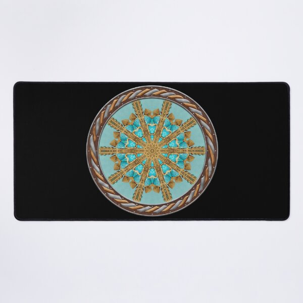 Item preview, Kaleidoscope Turquiose and Gold in Celtic Circle Frame 15 designed and sold by Swabcraft.