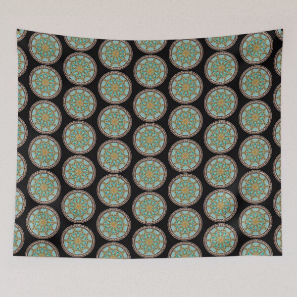 Item preview, Kaleidoscope Turquiose and Gold in Celtic Circle Frame 15 designed and sold by Swabcraft.