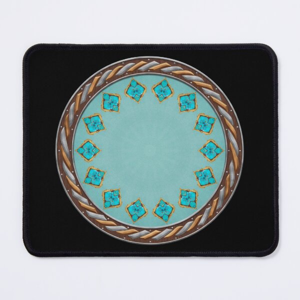 Item preview, Kaleidoscope Turquiose and Gold in Celtic Circle Frame 16 designed and sold by Swabcraft.