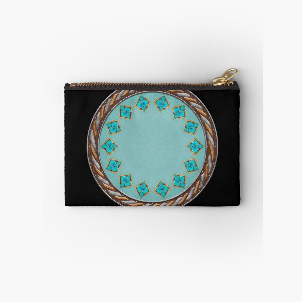 Item preview, Kaleidoscope Turquiose and Gold in Celtic Circle Frame 16 designed and sold by Swabcraft.