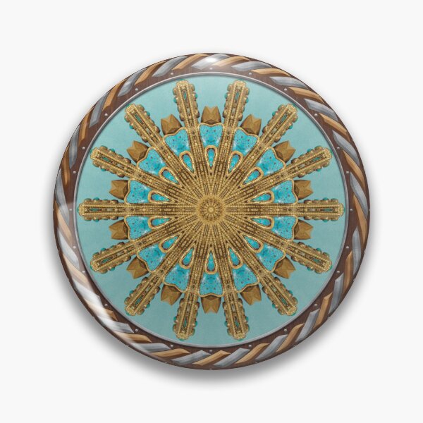 Item preview, Kaleidoscope Turquiose and Gold in Celtic Circle Frame 17 designed and sold by Swabcraft.