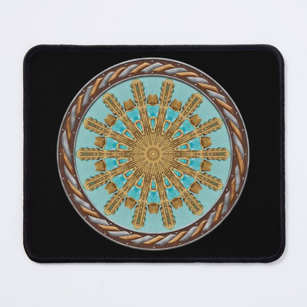 Item preview, Kaleidoscope Turquiose and Gold in Celtic Circle Frame 17 designed and sold by Swabcraft.