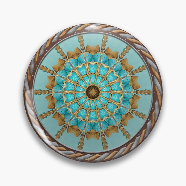 Item preview, Kaleidoscope Turquiose and Gold in Celtic Circle Frame 18 designed and sold by Swabcraft.