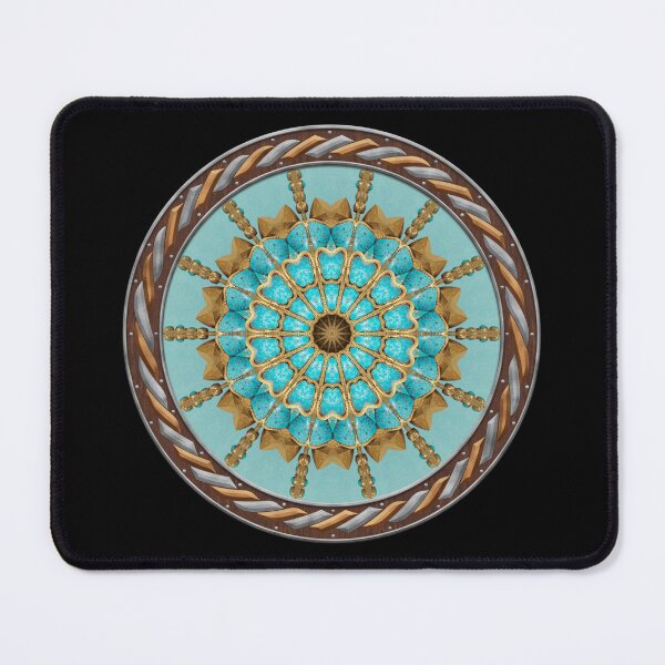 Item preview, Kaleidoscope Turquiose and Gold in Celtic Circle Frame 18 designed and sold by Swabcraft.