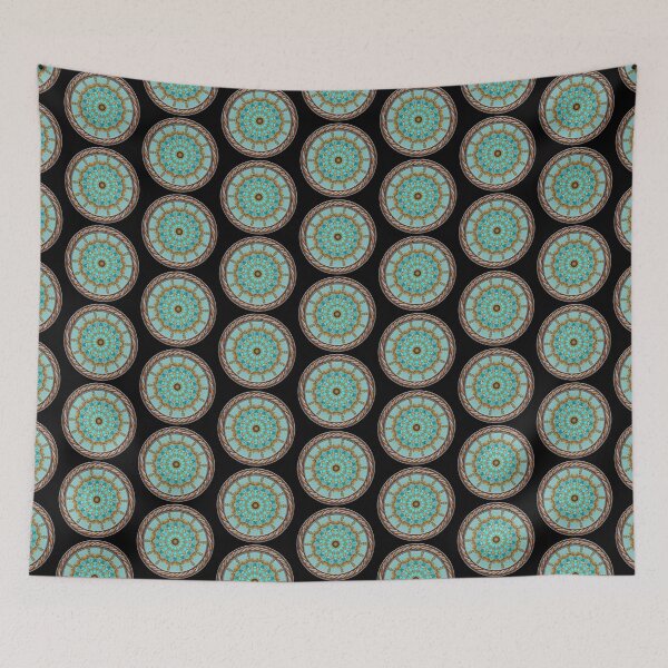 Item preview, Kaleidoscope Turquiose and Gold in Celtic Circle Frame 18 designed and sold by Swabcraft.