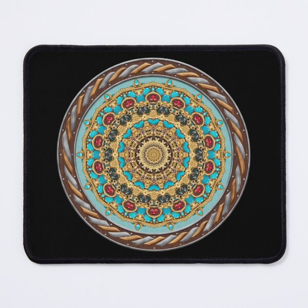 Item preview, Kaleidoscope Turquiose and Gold in Celtic Circle Frame 19 designed and sold by Swabcraft.