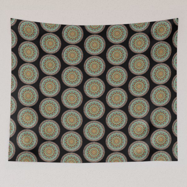 Item preview, Kaleidoscope Turquiose and Gold in Celtic Circle Frame 19 designed and sold by Swabcraft.