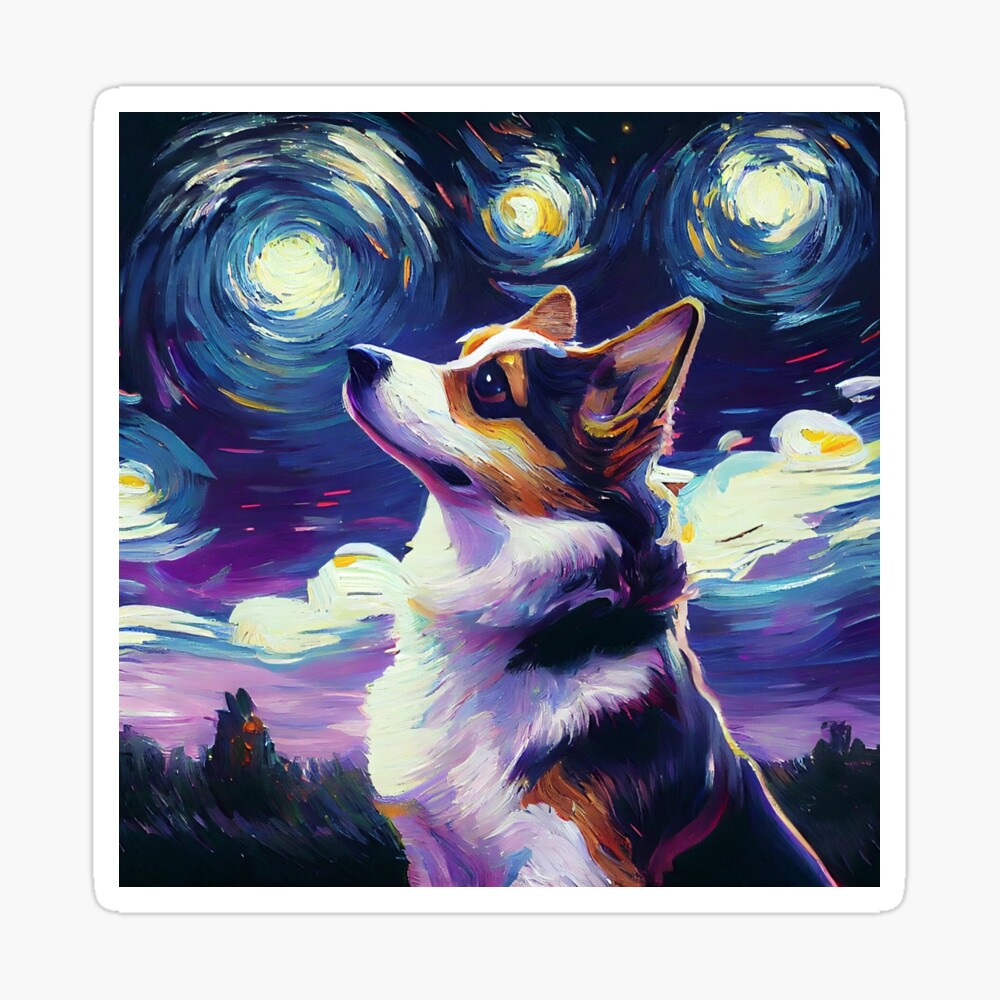 Van Gogh Starry Sky - Corgi Wooden Puzzle