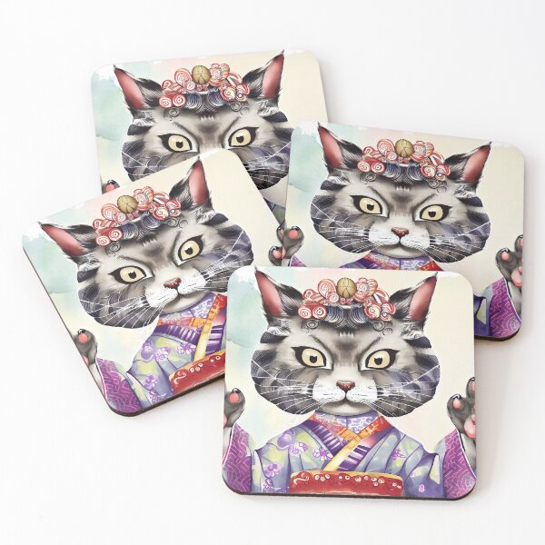 Item preview, Neko Geisha - Cat in Traditional Japanese Attire designed and sold by Bunko No Toyo.