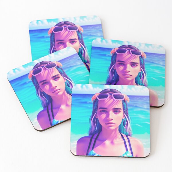 Item preview, Pretty Beach Babe with Sunglasses Water Clouds  designed and sold by Michael Voyler.