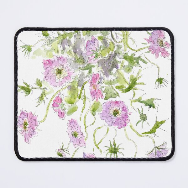 Item preview, magenta purple scabious ink and watercolor hand painted  designed and sold by SelenePaintings .