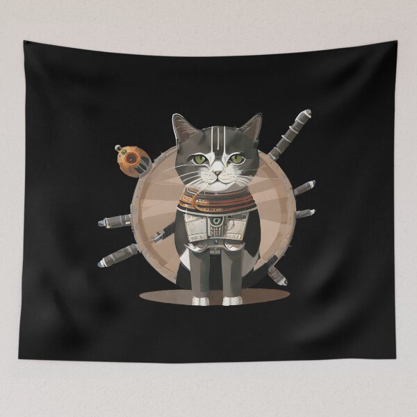 Item preview, Katana-Wielding Feline - A Samurai Cat AI Creation designed and sold by Mechanical-Artt.