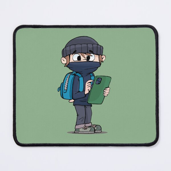 Item preview, boy with a masked face is using a mobile phone designed and sold by duxpavlic.