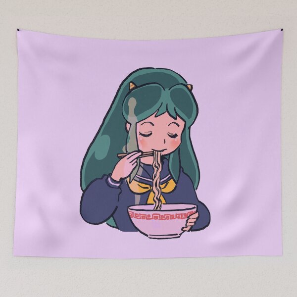 Item preview, I draw invader lum eating ramen / urusei yatsura alien oni girl designed and sold by RansRoom.