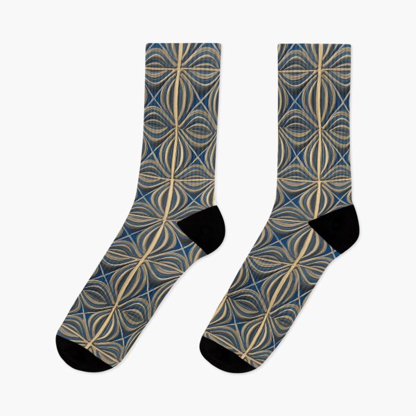 Item preview, Retro Tile Pattern midnight blue and yellow shades designed and sold by RetroTile.