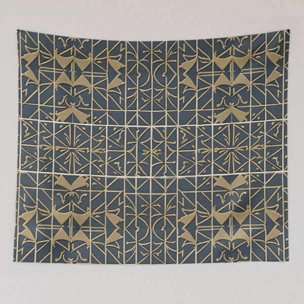 Item preview, Retro Tile Pattern dark yellow and dark blue designed and sold by RetroTile.