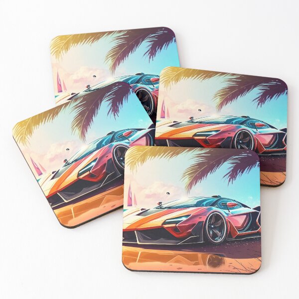 Item preview, Super Realistic Supercar With Beautiful Beach And Ocean Background designed and sold by ByDigitalDream.