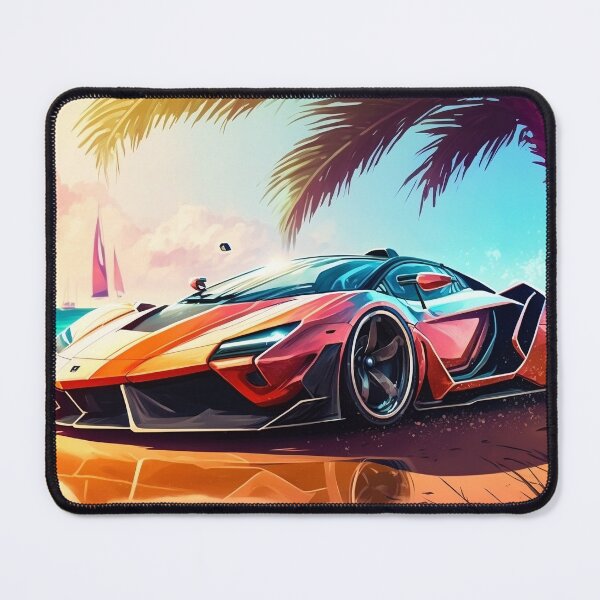 Item preview, Super Realistic Supercar With Beautiful Beach And Ocean Background designed and sold by ByDigitalDream.