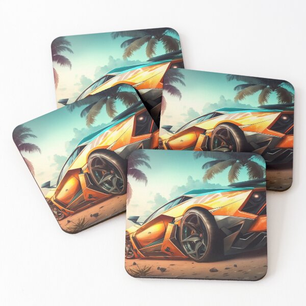 Item preview, Very Realistic Supercar With Beautiful Beach And Ocean Background designed and sold by ByDigitalDream.