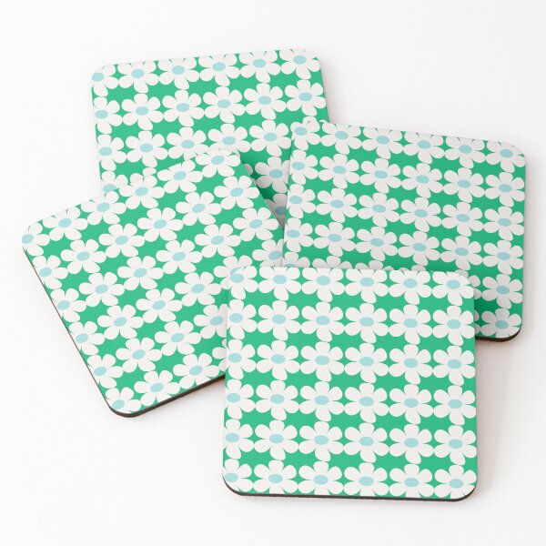 Item preview, Scandi style retro flowers - green and ivory designed and sold by BlackDogArtists.