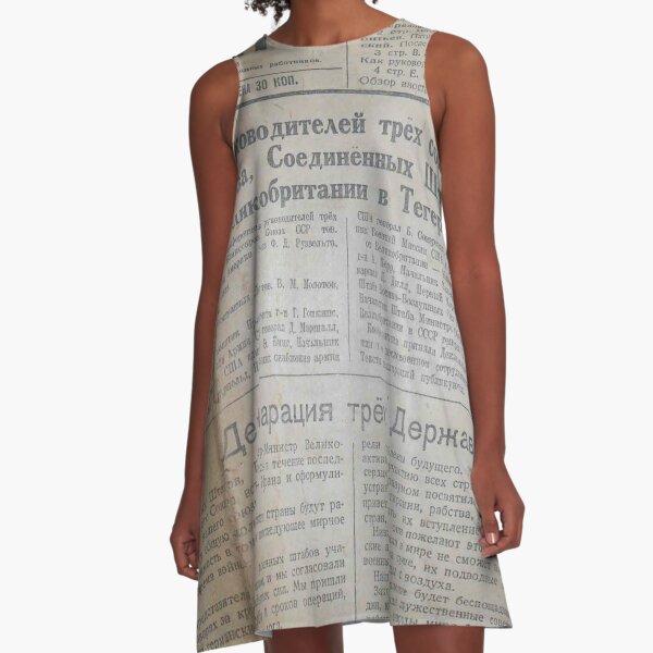 Old Historical Edition, Soviet Union Political Newspaper A-Line Dress