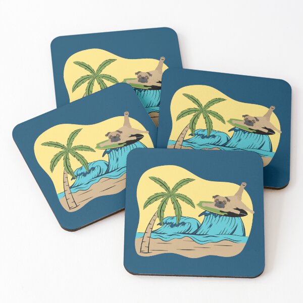 Item preview, Pug Dog Surfing on the Sea Wave on the Summer Beach designed and sold by SeasonalDogs.