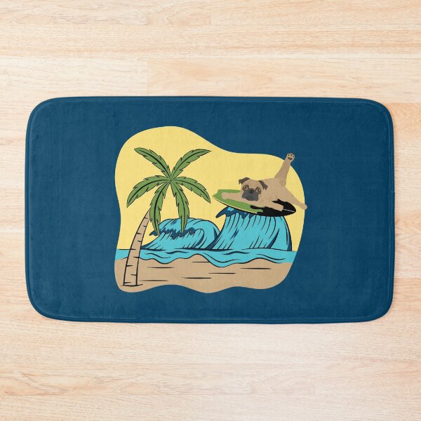 Item preview, Pug Dog Surfing on the Sea Wave on the Summer Beach designed and sold by SeasonalDogs.