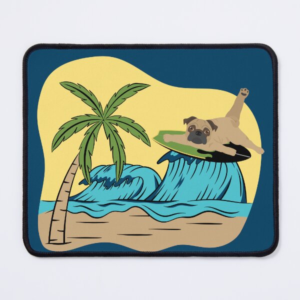 Item preview, Pug Dog Surfing on the Sea Wave on the Summer Beach designed and sold by SeasonalDogs.