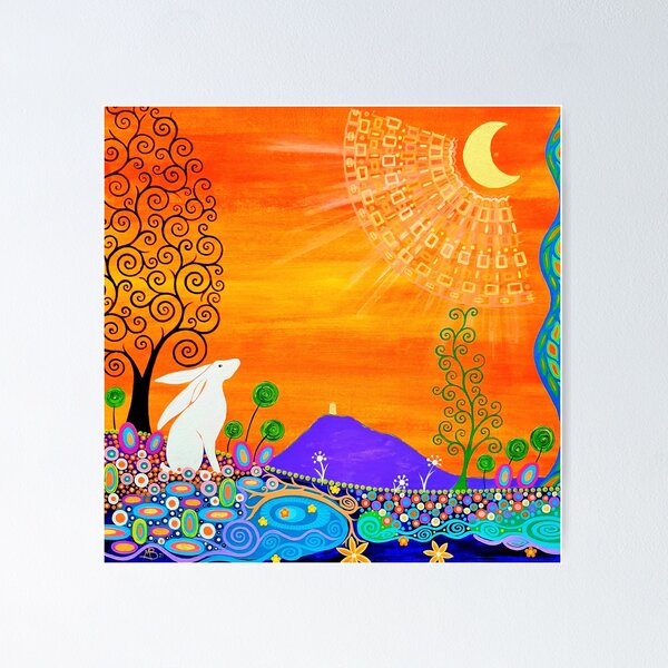 Artikel-Vorschau von Glastonbury Tor & Moon Gazing Hare, designt und verkauft von MarkBetsonArt.