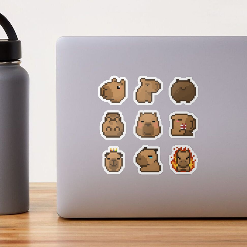 Capybara Pixel Art Sticker for Sale by michelles2321, pixel art