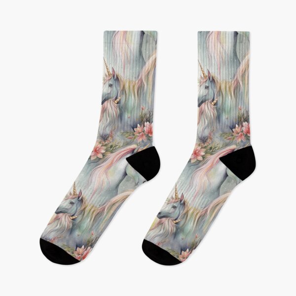 Item preview, Unicorns Fantastic Animals Unicorn Lover Floral Watercolor Pattern designed and sold by SecretDicer.