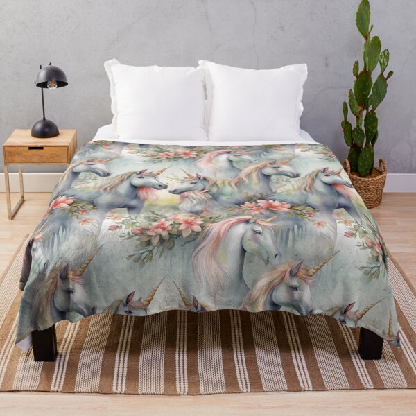 Item preview, Unicorns Fantastic Animals Unicorn Lover Floral Watercolor Pattern designed and sold by SecretDicer.