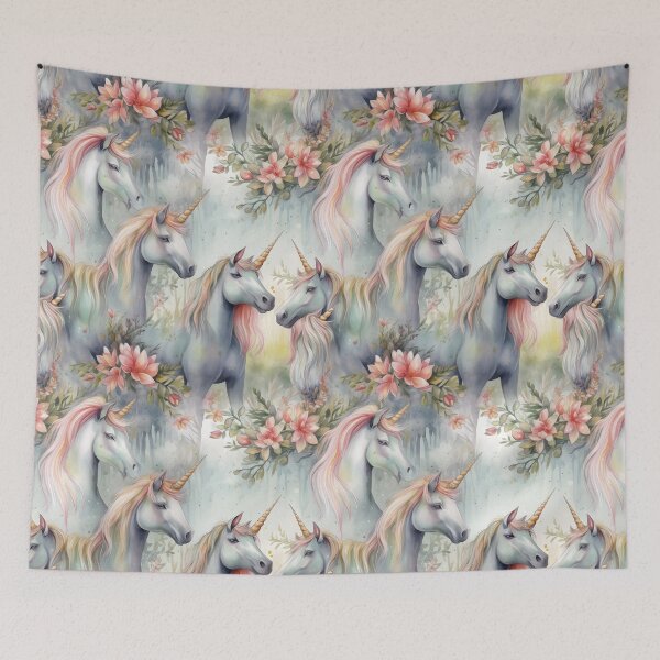 Item preview, Unicorns Fantastic Animals Unicorn Lover Floral Watercolor Pattern designed and sold by SecretDicer.
