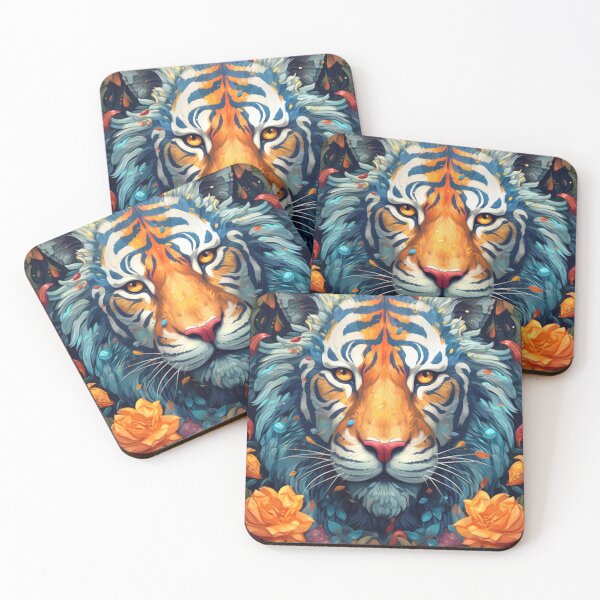 Item preview, Ornamental flower Portrait of a Tiger designed and sold by Earth Celebration Designs.