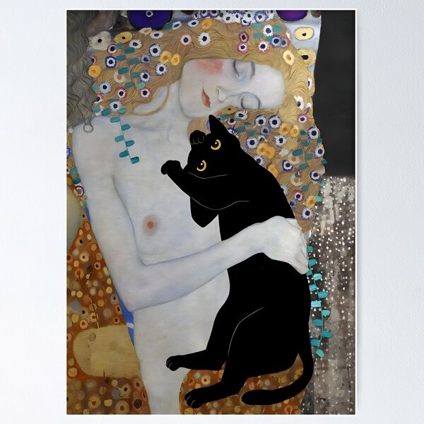 Item preview, Cat Print Klimt Art Painting Floral designed and sold by outdoorway.