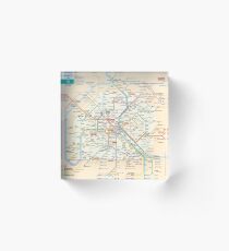 Paris Subway Map - France Acrylic Block