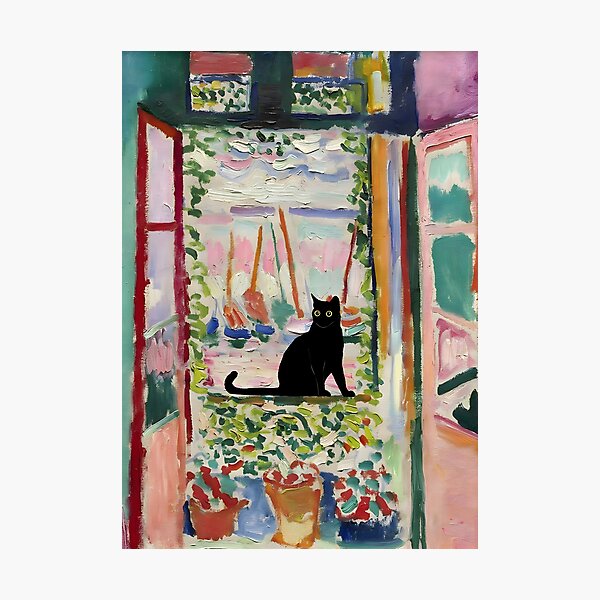 Item preview, Cat Print Matisse Open Window designed and sold by outdoorway.