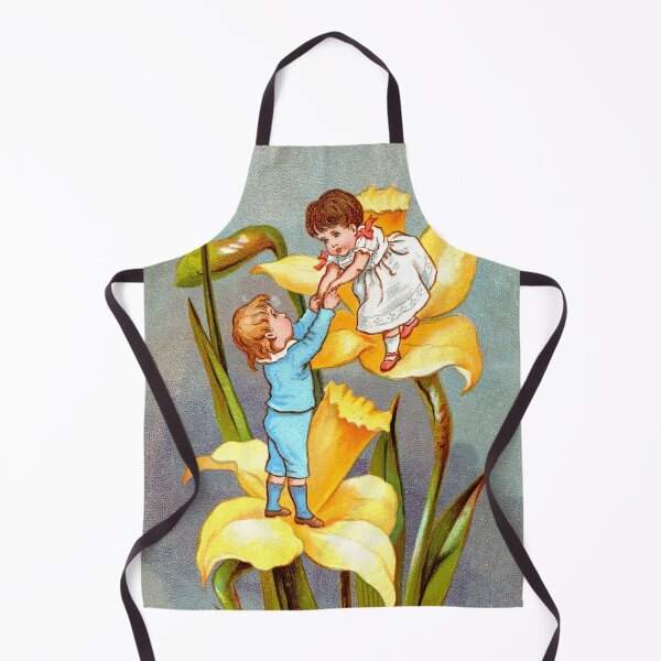 Item preview, Cottage core fairy children playing on daffodils cartoon art for nursery gift for child designed and sold by Lady-Frost.