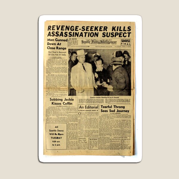 Old Newspaper: Lee Harvey Oswald Shot Magnet