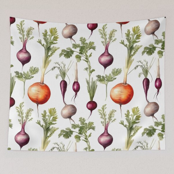 Item preview, My Grandma's Kitchen - Fresh Root Vegetables Vegetarian Food Vintage Pattern designed and sold by SecretDicer.