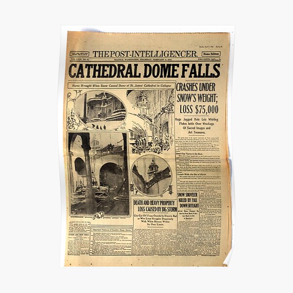 Old Newspaper - Cathedral Dome Falls Poster
