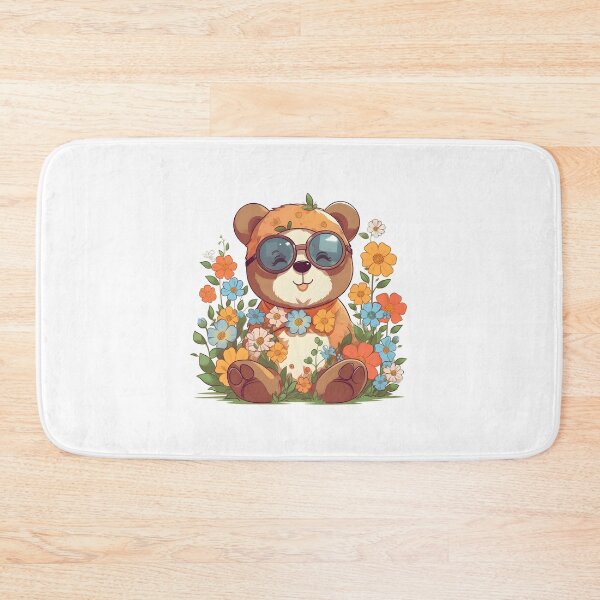 Item preview, Happy Little Bear Wearing Glasses with Flowers designed and sold by Wonder Of Light.