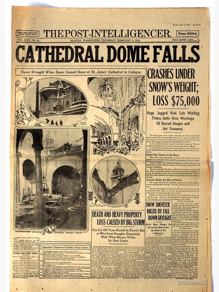 Old #Newspaper: CATHEDRAL DOME FALLS #OldNewspaper #snow #weight by znamenski