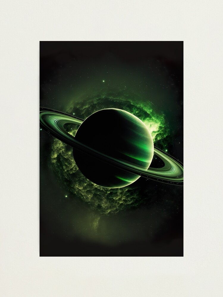 Saturn Planet in Green Photographic Print