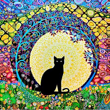 Artwork thumbnail, Black Cat & Full Moon by MarkBetsonArt
