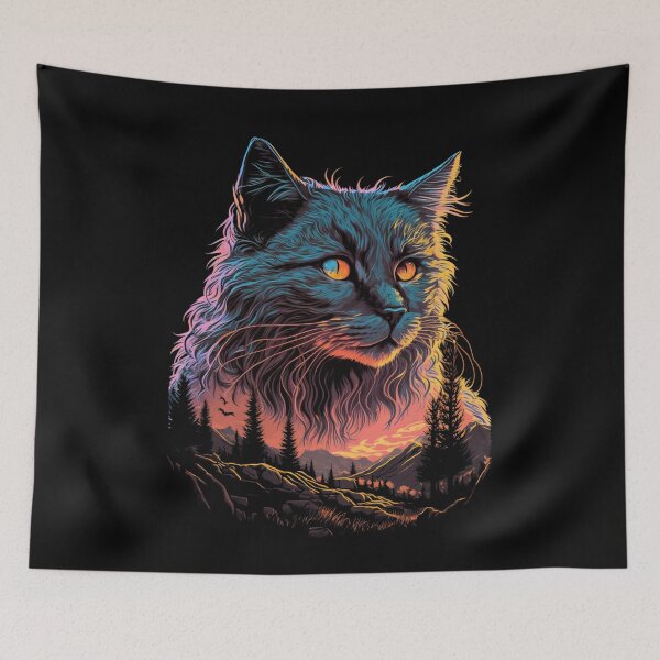 Item preview, Captivating Print Art: Colorful Cat with Nature. designed and sold by GiveMeMood.
